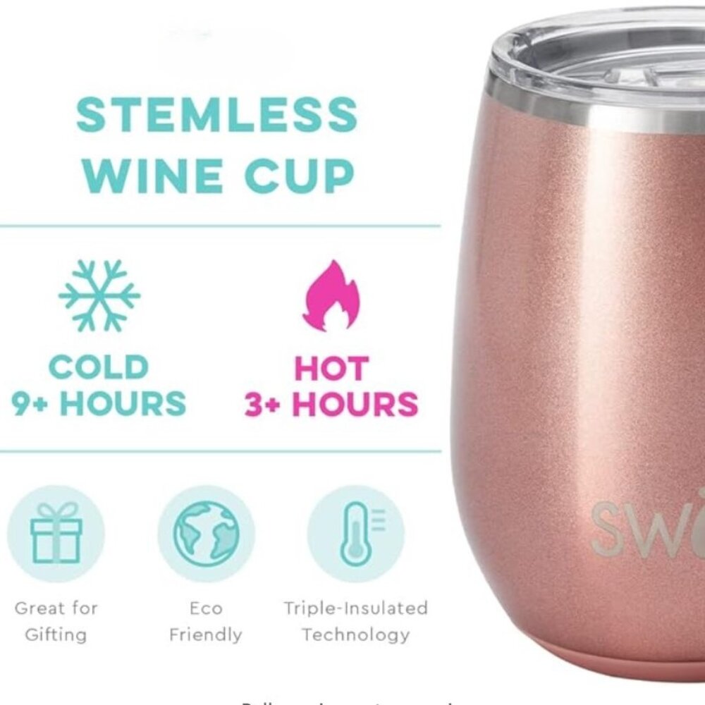 Swig 12oz Insulated Wine Tumbler with Lid,  Stainless Steel Wine